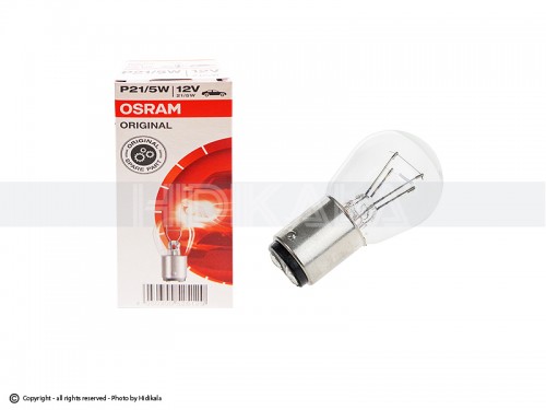 لامپ 2کنتاکت اسرام-OSRAM اصل آلمان 12V-P21/5W (رنگ استاندارد)